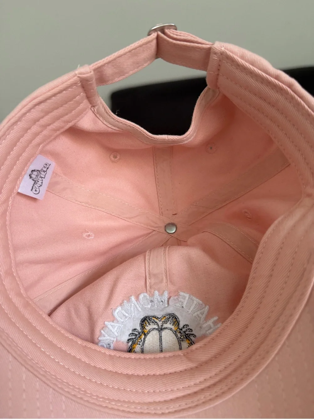 I Hate Mondays Garfield Pink Embroidered Baseball Cap